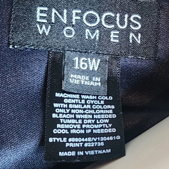 Enfocus Studio Dress Womens 16W Blue Tan Polka Dot Tie Waist Chiffon Layered - Picture 5 of 6